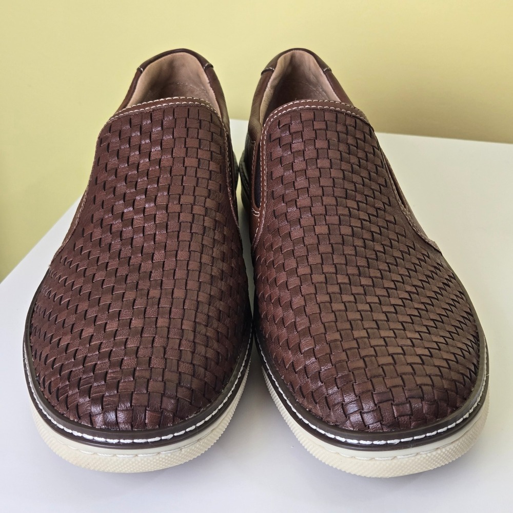 Johnston & Murphy Mens Woven Leather Slip On Sneakers Brown shoes Size 11M